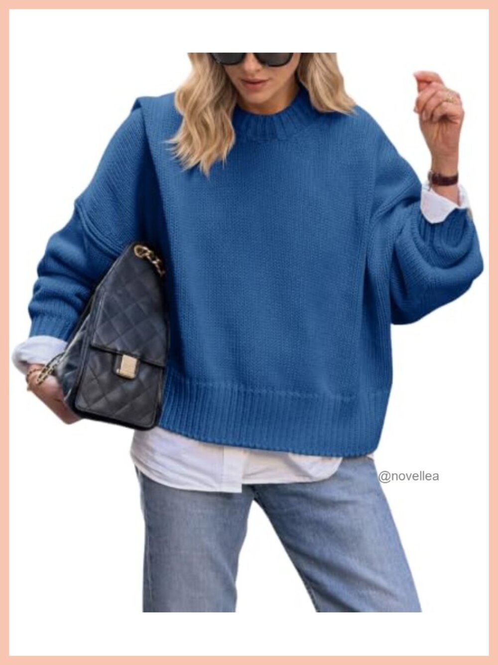 Oversized Chunky Knit Crew Neck Pullover Sweater Loose Fit Fall Winter